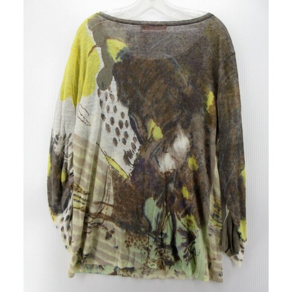 Krimson Klover Sweater Large Linen Pullover Abstract Ruched Sleeve - Picture 6 of 11